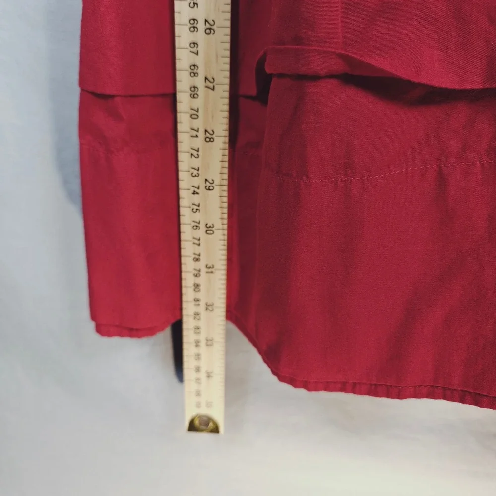 Red Cotton Puff Sleeve Babydoll Pintuck Tiered Mini Dress made by E.L.F. XL - Picture 4 of 11